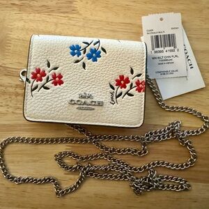 COACH  Mini Wallet On A Chain With Floral Print